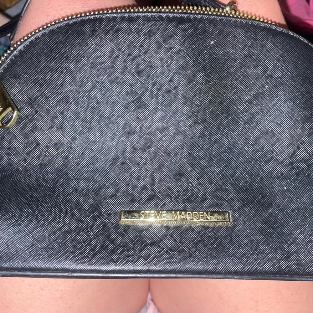 Steve Madden Black Cosmetic Bag with Gold Accents
